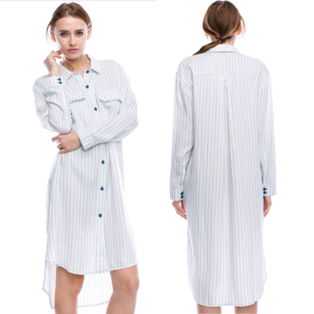Mono B Striped Shirt Dress - Size Small
